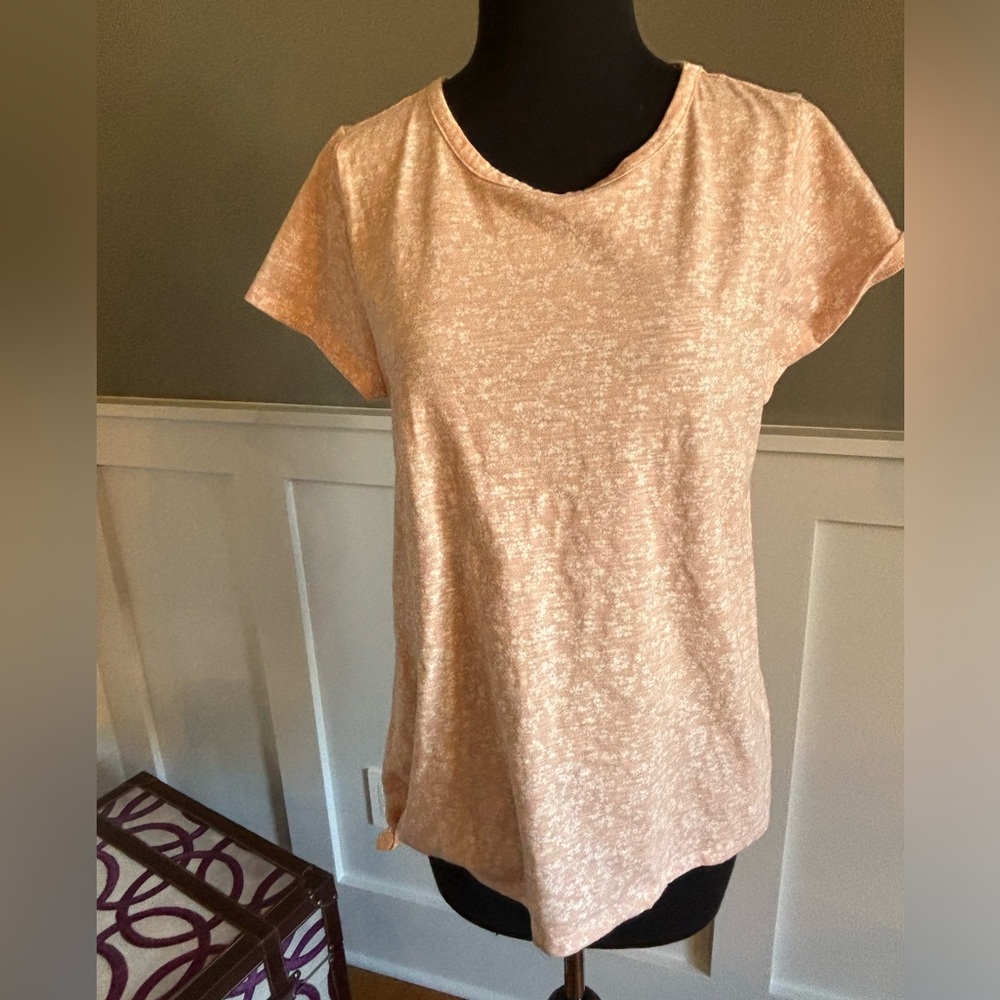 Peach colored T-shirt with tie on side